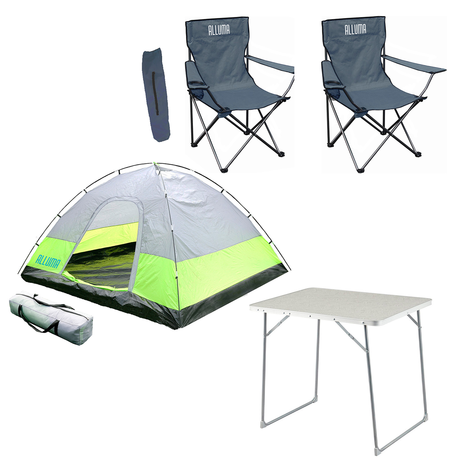 KIT Carpa 6 Personas-Mesa Camping-Dos Sillas Camping Alluma